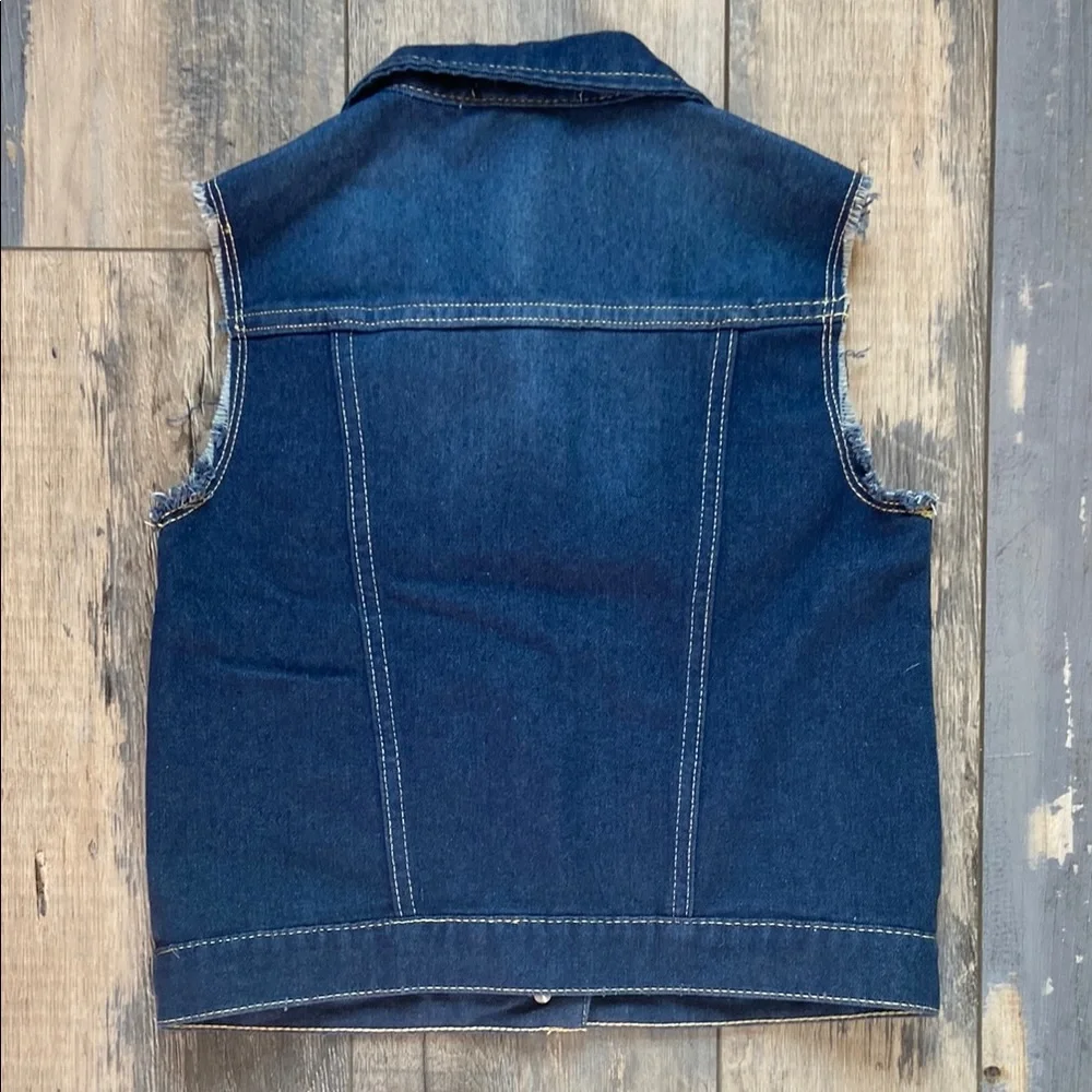 Soho Blue Girls Dark Blue Denim Vest Button Up Sleeveless Jean Jacket Size 10